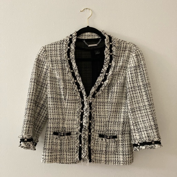 White House Black Market Jackets & Blazers - Black and white tweed blazer